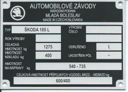 štítok Škoda 105 L