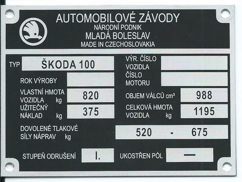 štítok Škoda 100