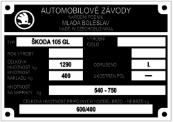 štítok Škoda 105 GL