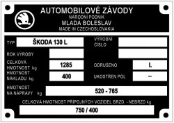 štítok Škoda 130 L