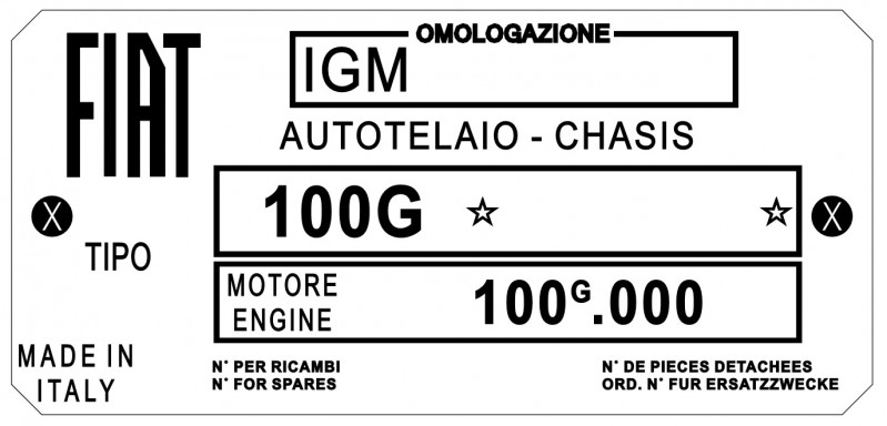 štítok Fiat 100G