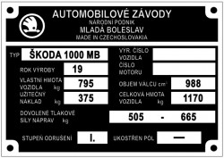 štítok Škoda 1000MB - 10.