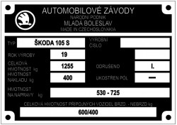 štítok Škoda 105 S